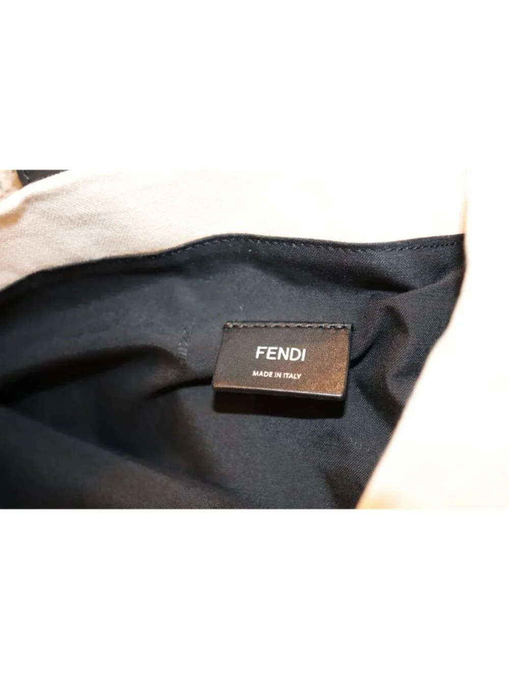 Fendi Roma Canvas Tote Bag With Black Leather Handles And Tag Made In Italy